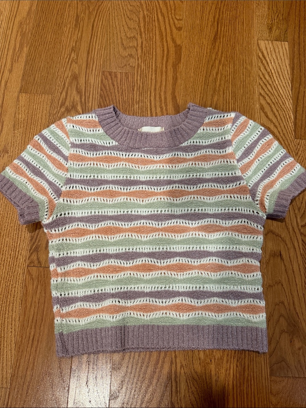 Altar'd State Striped Short Sleeve Knit Top